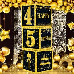 Black and Gold 18th 30th Birthday Box Birthday Party Decorations for Home Birthday Box Happy BIrthday Baby Shower Party Supplies