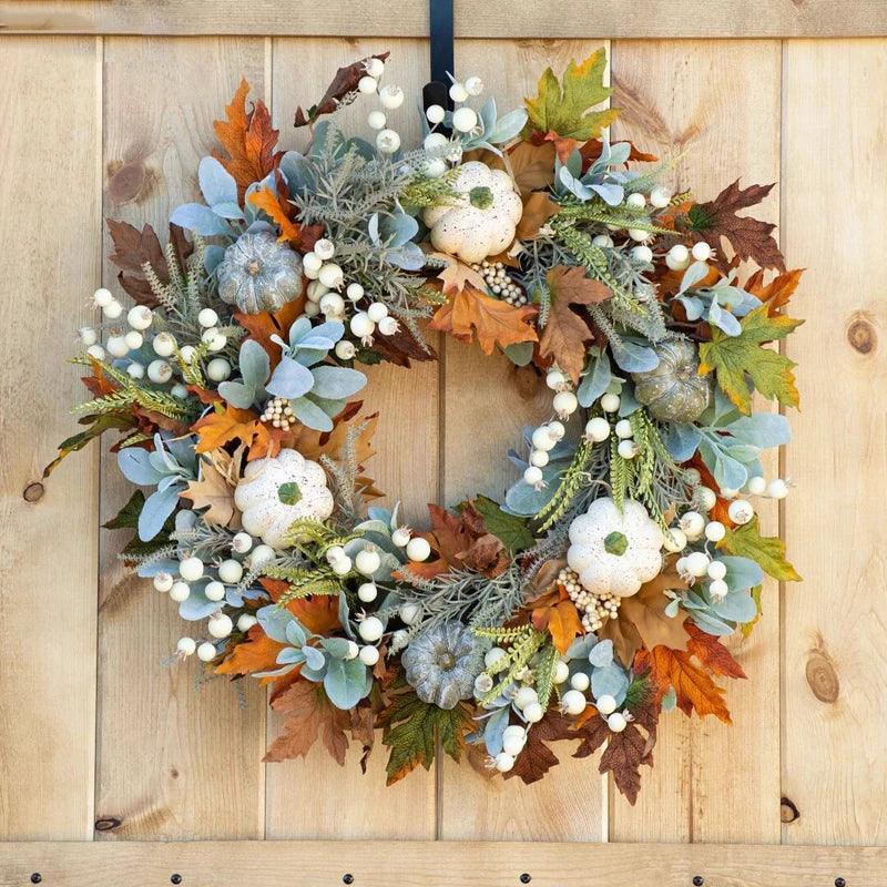 Fall Pumpkin, Berry & Maple Leaf Wreaths