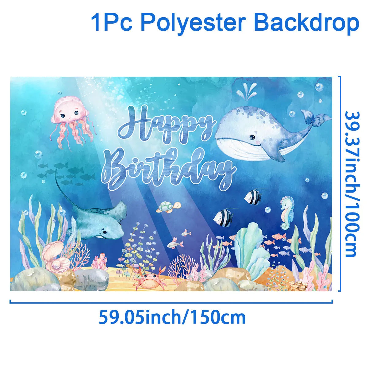 Under The Sea Summer Ocean Theme Birthday Party Decor Kids Boy Background Cute Dolphin Starfish Decoration Event Banner Props