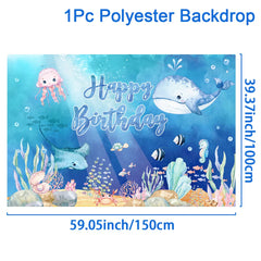 Under The Sea Summer Ocean Theme Birthday Party Decor Kids Boy Background Cute Dolphin Starfish Decoration Event Banner Props