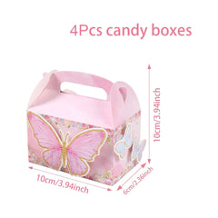 Butterfly Candy Gift Box Pink Purple Butterfly Birthday Party Decorations Kids Wedding Supplies Baby Shower Cookie Biscuit Box