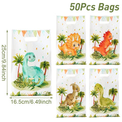 10/25/50pcs Cartoon Dinosaur Handbag Gift Candy Packing Bag Jungle Dinosaur Birthday Party Decor Kids Baby Shower Party Supplies