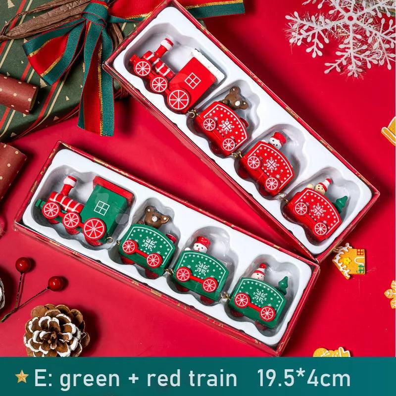 Wooden Christmas Train Tabletop Decorations