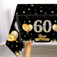 Black Birthday Plastic Tablecloth 18 30 40 50 60 Year Birthday Party Decor Kids Women Birthday Party Supplies Favors Anniversary