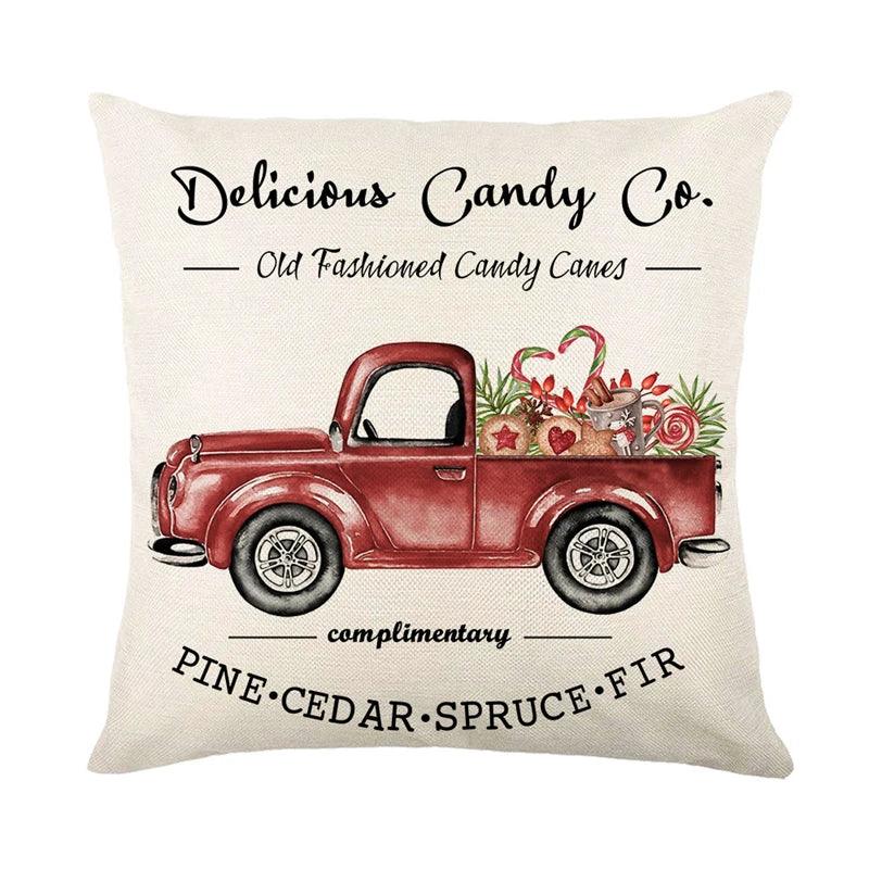 Linen Christmas Throw Pillow Cover, 18 × 18 in