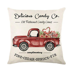 Linen Christmas Throw Pillow Cover, 18 × 18 in
