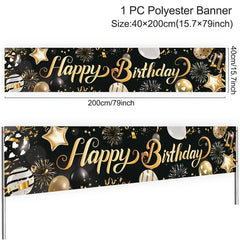 Gold Glitter Happy Birthday Party Backdrop For Photo Black  Happy Birthday Adult Theme Party Decoration Supplies DIY Backdrops
