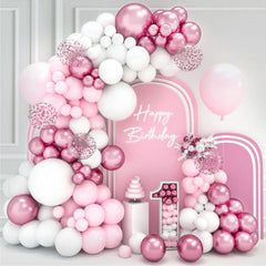 Pink White Balloon Garland Arch Kit Wedding Birthday Party Decorarion Kids Girl Baby Shower Party Supplies Confetti Latex Ballon