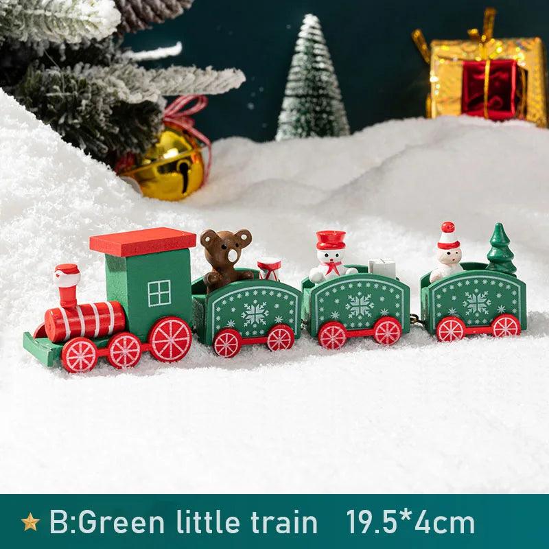 Wooden Christmas Train Tabletop Decorations