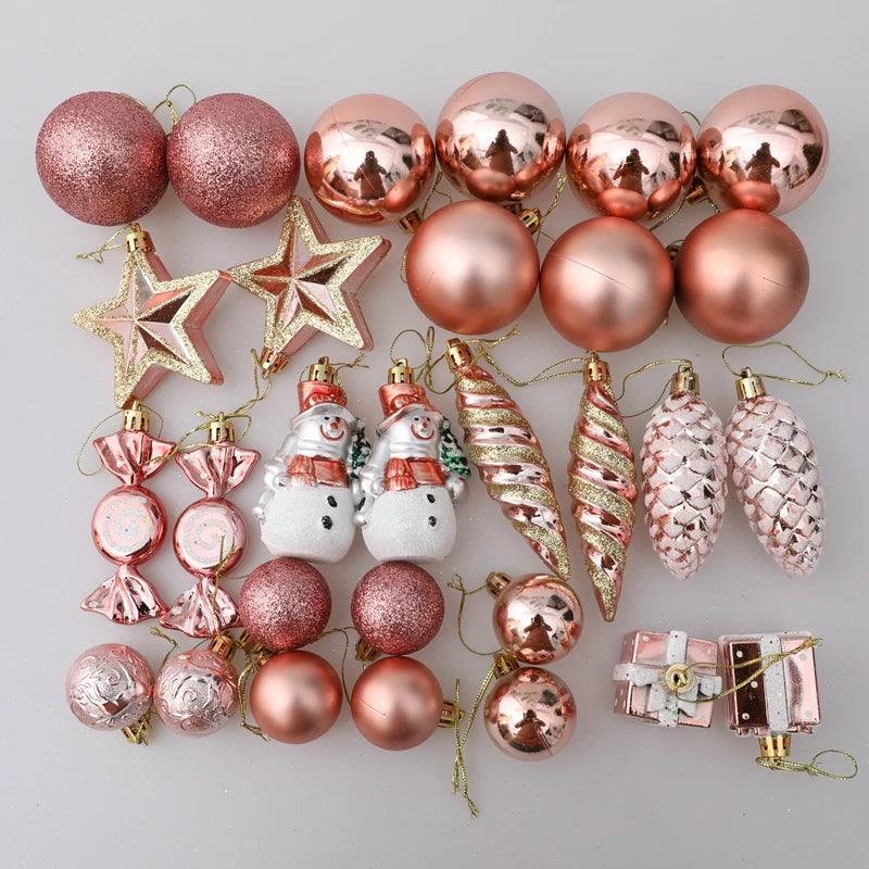 Christmas Ball, Candy Cane and Pinecone Ornament Set