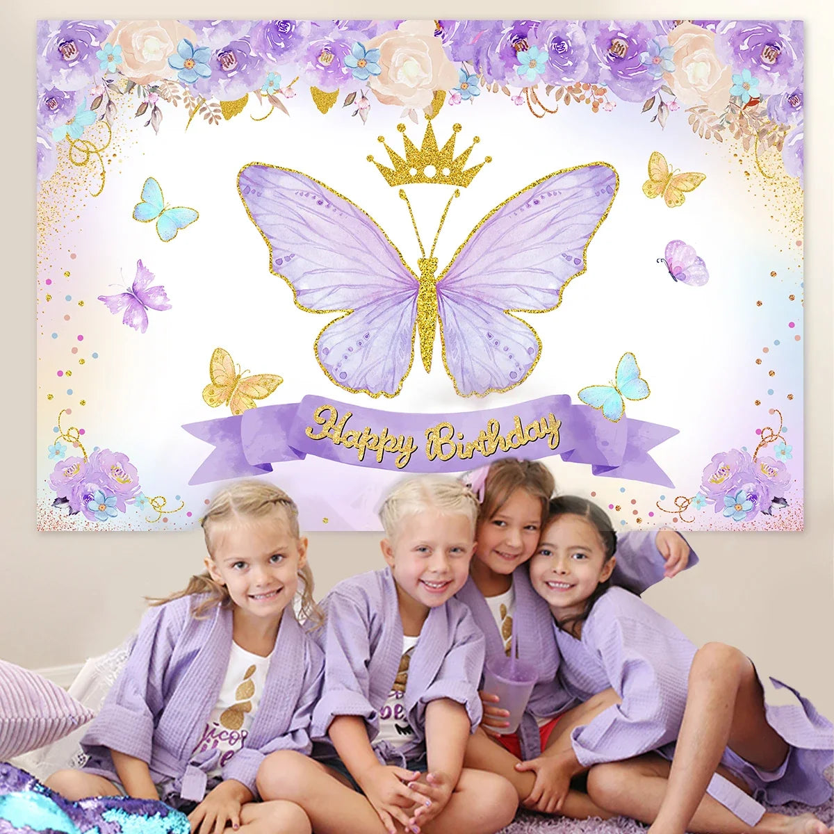 Purple Butterfly Disposable Tableware Napkin Butterfly Birthday Party Decor Girl Baby Shower Baptism Gender Reveal Supplies