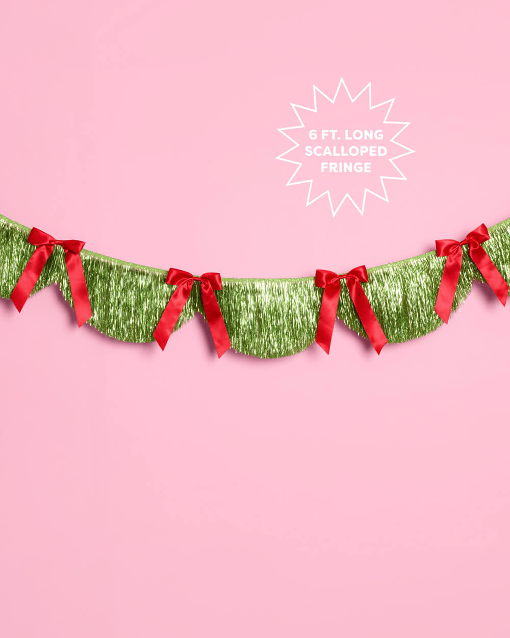 Holiday Bow Fringe Banner - festive scalloped banner