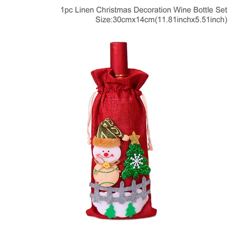 Christmas Wine Bottle Cover Merry Christmas Decorations For Home 2024 Christmas Ornament Xmas Navidad Natal Gifts New Year 2025