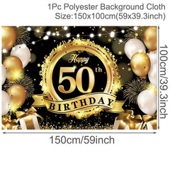 Gold Glitter Happy Birthday Party Backdrop For Photo Black  Happy Birthday Adult Theme Party Decoration Supplies DIY Backdrops