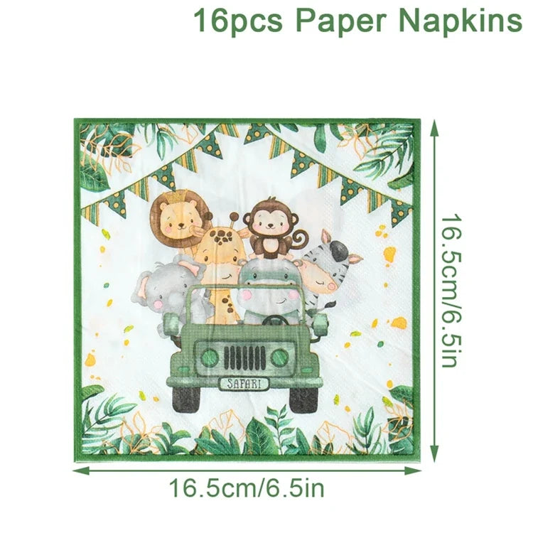 Jungle Safari Disposable Tableware Paper Plates Cups Animal 1st Wild One Birthday Party Decor kids Baby Shower Supplies Woodland