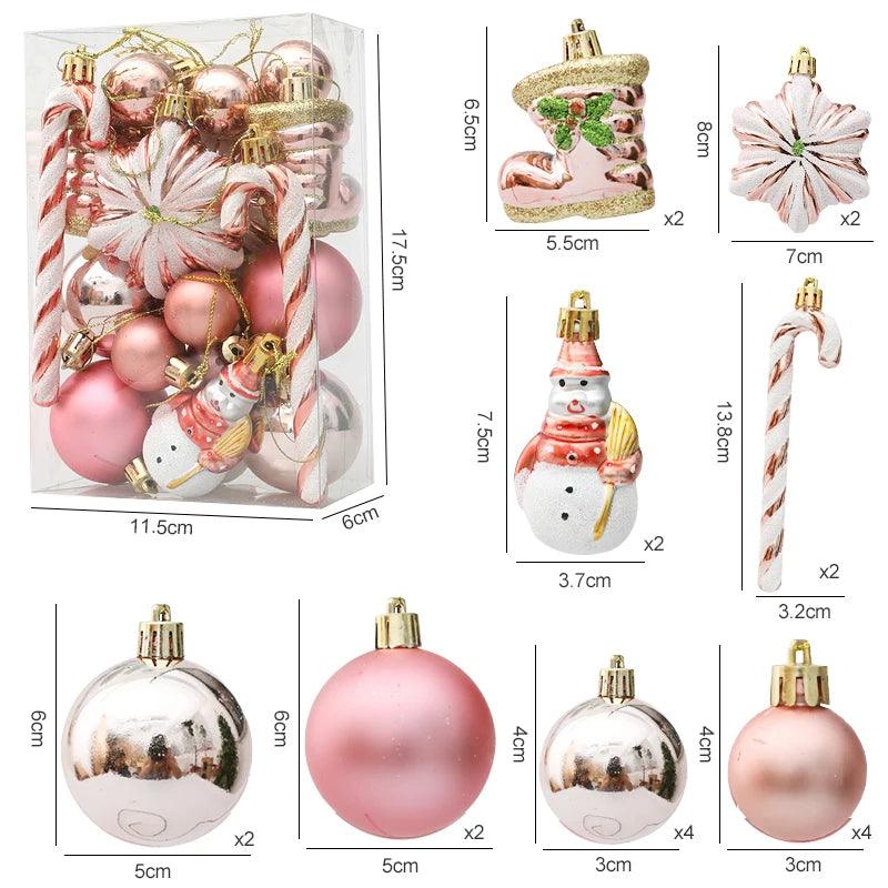 Christmas Ball, Candy Cane and Pinecone Ornament Set