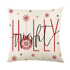Linen Christmas Throw Pillow Cover, 18 × 18 in