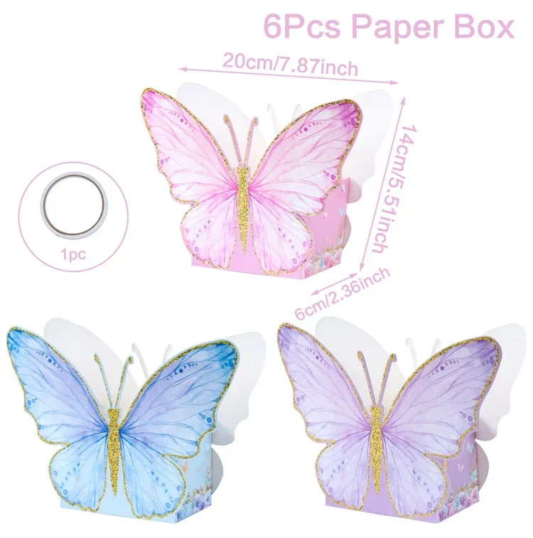 Purple Butterfly Disposable Tableware Napkin Butterfly Birthday Party Decor Girl Baby Shower Baptism Gender Reveal Supplies