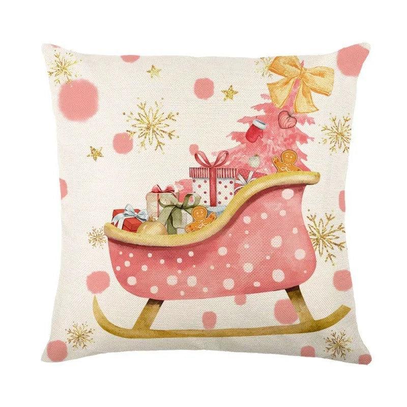 Linen Christmas Throw Pillow Cover, 18 × 18 in