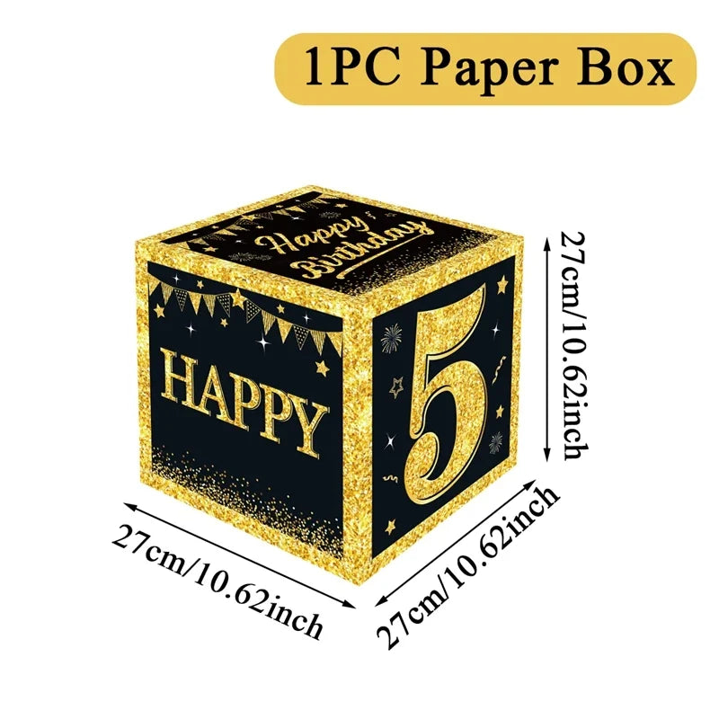 Black and Gold 18th 30th Birthday Box Birthday Party Decorations for Home Birthday Box Happy BIrthday Baby Shower Party Supplies