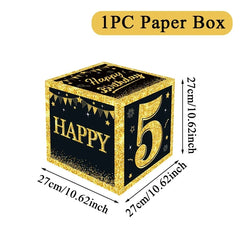 Black and Gold 18th 30th Birthday Box Birthday Party Decorations for Home Birthday Box Happy BIrthday Baby Shower Party Supplies