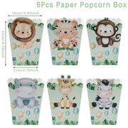 Jungle Safari Party Popcorn Boxes Candy Box Jungle Animal Party Decor Baby Shower Kids Boys Birthday Party Decorations