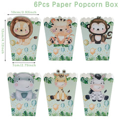 Jungle Safari Party Popcorn Boxes Candy Box Jungle Animal Party Decor Baby Shower Kids Boys Birthday Party Decorations