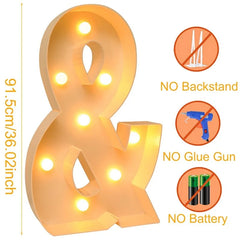 91.5CM Giant Letter Led Light Frame Box Baby Shower 1st Birthday Wedding Party Decor Christmas DIY Name Balloon Filling Box