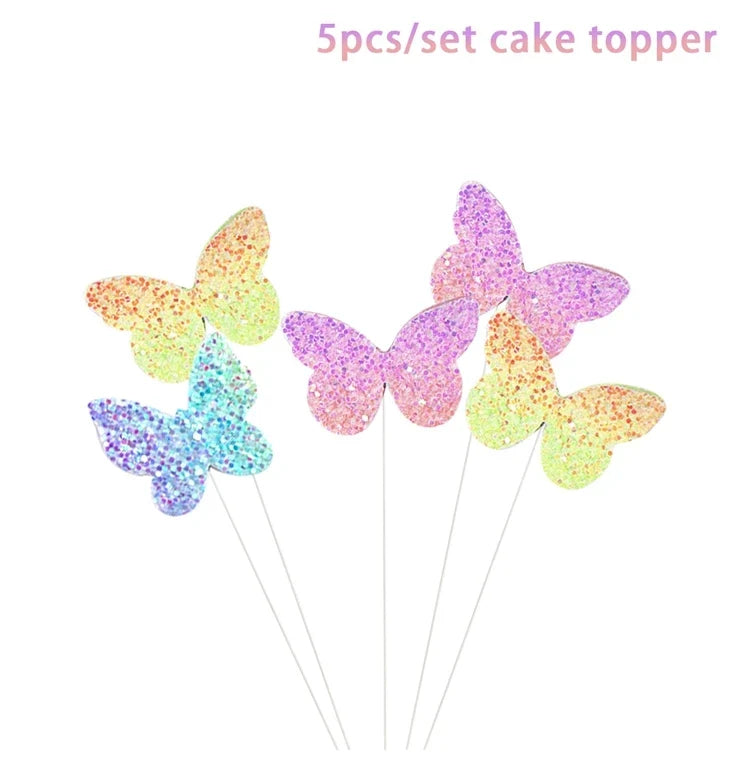 Purple Butterfly Disposable Tableware Napkin Butterfly Birthday Party Decor Girl Baby Shower Baptism Gender Reveal Supplies