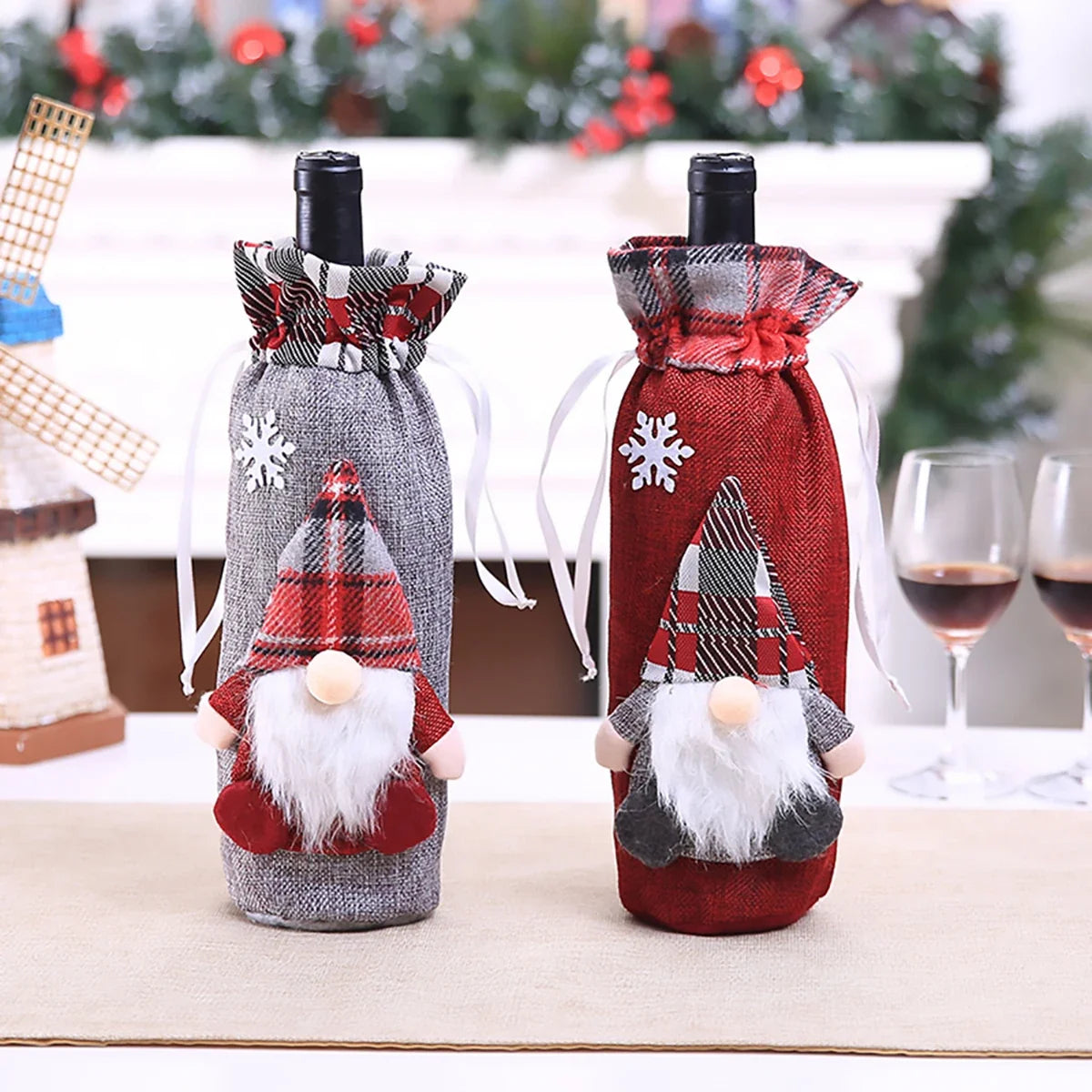Christmas Wine Bottle Cover Merry Christmas Decorations For Home 2024 Christmas Ornament Xmas Navidad Natal Gifts New Year 2025