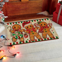 VIKAMA Christmas Carpet Gingerbread Man Doormat Soft Welcome Carpet Living Room Carpet Rug For Bedroom Outdoor Carpet Home Decor
