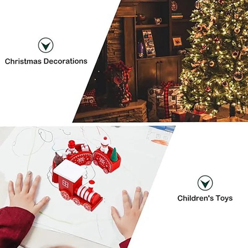 Wooden Christmas Train Tabletop Decorations