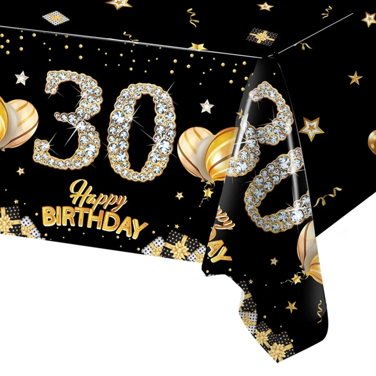 Black Birthday Plastic Tablecloth 18 30 40 50 60 Year Birthday Party Decor Kids Women Birthday Party Supplies Favors Anniversary