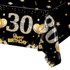 Black Birthday Plastic Tablecloth 18 30 40 50 60 Year Birthday Party Decor Kids Women Birthday Party Supplies Favors Anniversary