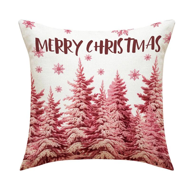 Linen Christmas Throw Pillow Cover, 18 × 18 in