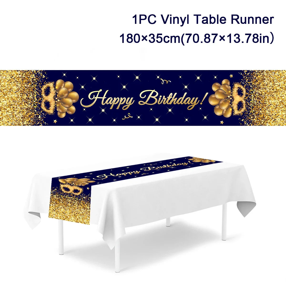 Black Gold Birthday Table Runner 30 50 Birthday Tablecloth Balloon Party Decoration For Home Backdrop Wedding Adult Anniversary
