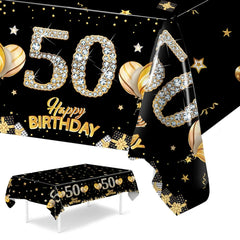Black Birthday Plastic Tablecloth 18 30 40 50 60 Year Birthday Party Decor Kids Women Birthday Party Supplies Favors Anniversary
