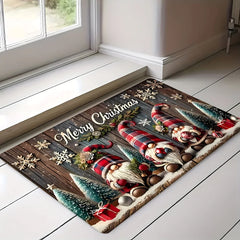 VIKAMA Christmas Carpet Three Santa Claus Doormat Entrance Welcome Mat Outdoor Carpet Rug For Bedroom Living Room Home Decoratio