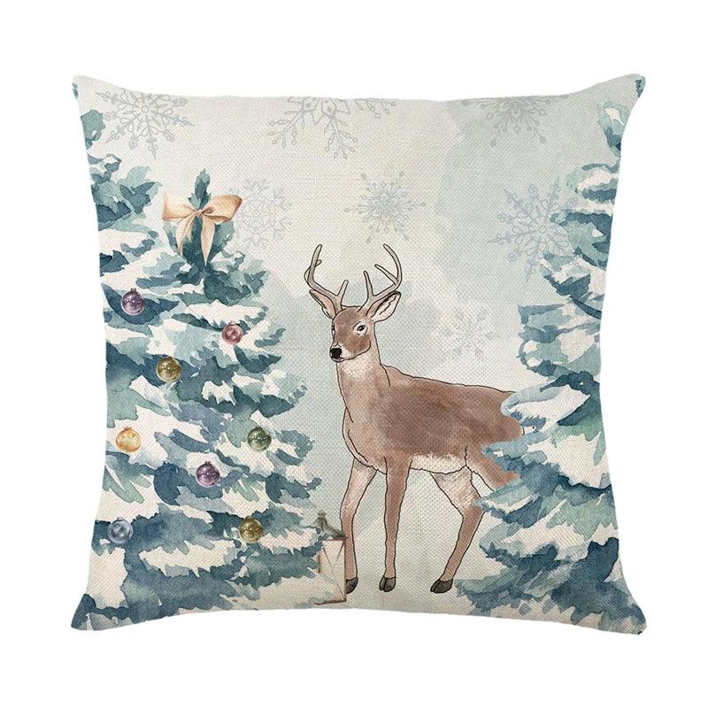 Linen Christmas Throw Pillow Cover, 18 × 18 in