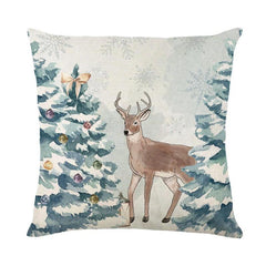 Linen Christmas Throw Pillow Cover, 18 × 18 in