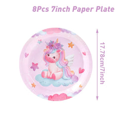 Unicorn Disposable Tableware Set Plates Cups Napkins Birthday Party Decoration Kids Boy Girl Wedding Birthday Party Supplies