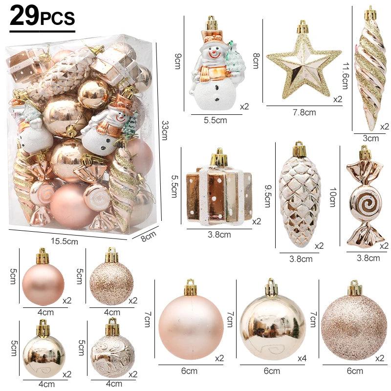 Christmas Ball, Candy Cane and Pinecone Ornament Set