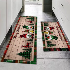 Vikama Christmas Gnome Christmas Tree Pattern Carpet Kitchen Carpet Living Room Bedrooms Bedside Rugs Non-Slip Bathroom Floor
