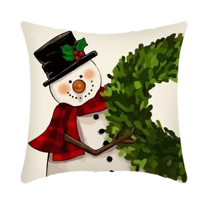 Linen Christmas Throw Pillow Cover, 18 × 18 in