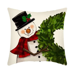 Linen Christmas Throw Pillow Cover, 18 × 18 in