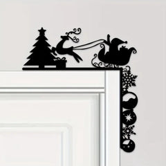 Charming Metal Sleigh Wall Stickers: Ideal for Door Corner Decorations, Christmas Party Decor and Stylish Metal Wall Hanging