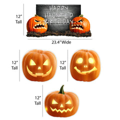 Happy Haunted Birthday Halloween Yard Signs – 7-Piece Scary Pumpkin Birthday Lawn Decoration Set with Stakes