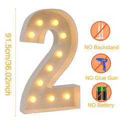 91.5cm Giant Led Light Birthday Number Figure 1st Birthday Anniversary Wedding Baby Shower Decor 30 40 50 Birthday Number Frame