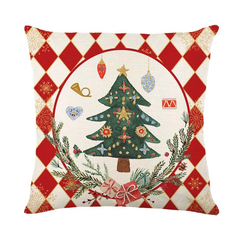 Linen Christmas Throw Pillow Cover, 18 × 18 in