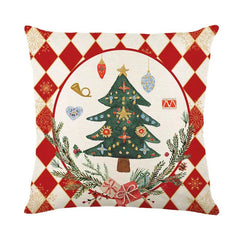 Linen Christmas Throw Pillow Cover, 18 × 18 in